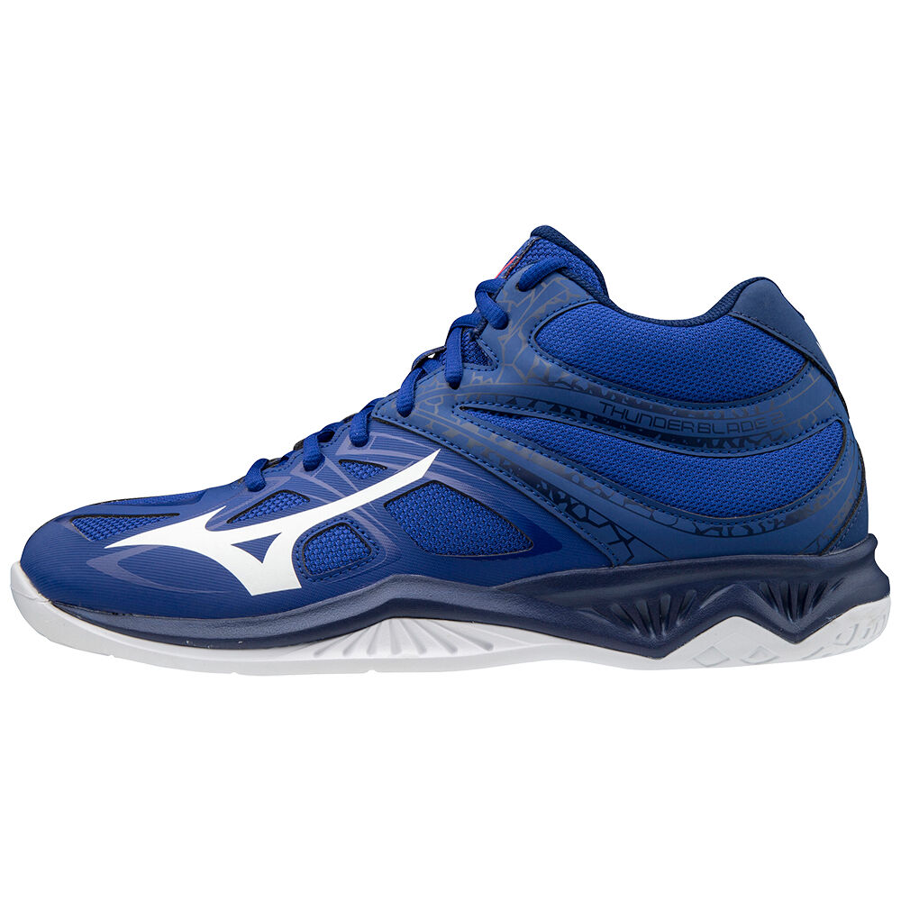 Sapatilhas Voleibol Mizuno Thunder Blade 2 Mid - Homem - Azuis/Branco/Rosa - KOGUJ7136